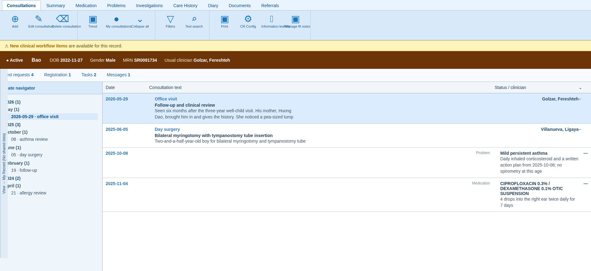 Box Draw Eval example: EMIS Web — consultations and problem list